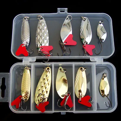 10pcs with Lure box Spoon Lure Metal Fishing Bait Spoon Bass Baits Spinner Bait carbon steel Hook Sea Fishing Lure 2.5g 5g 8g
10pcs with Lure box Spoon Lure Metal Fishing Bait Spoon Bass Baits Spinner Bait carbon steel Hook Sea Fishing Lure 2.5g 5g 8g