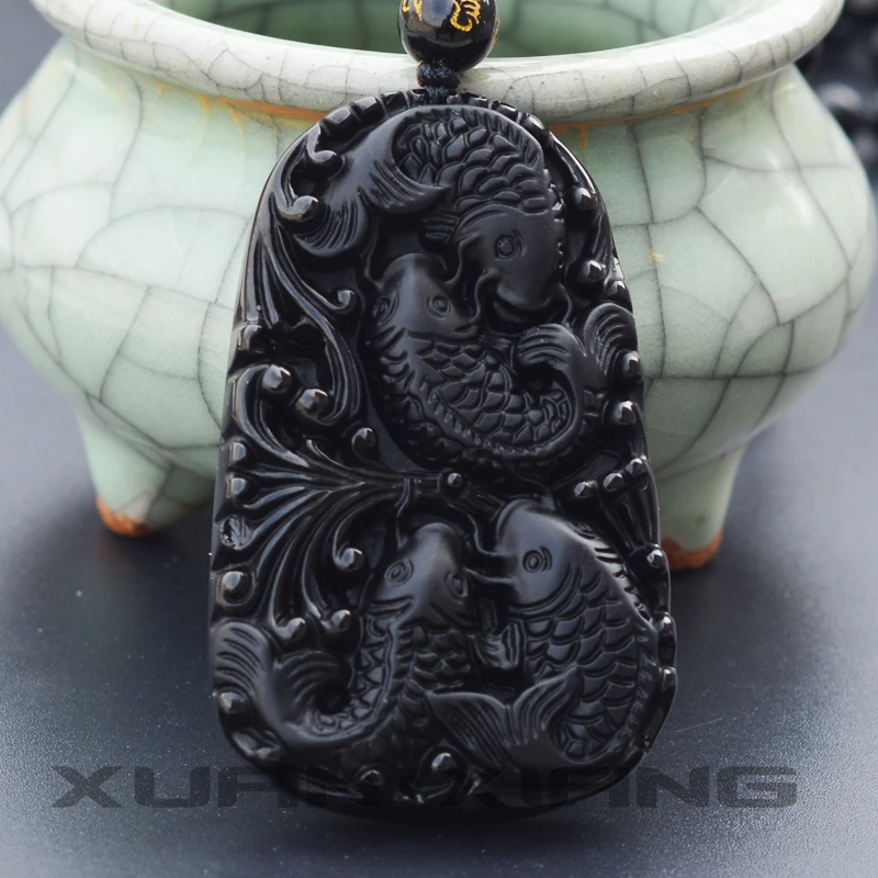 Drop Shipppping Women Necklace Pendant Natural Obsidian Carved Four Carp and Lotus Gift for Women Fashion Jades Jewelry + Chain
Drop Shipppping Women Necklace Pendant Natural Obsidian Carved Four Carp and Lotus Gift for Women Fashion Jades Jewelry + Chain