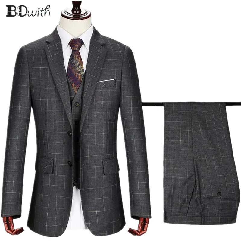 High Quality Plain Grey Wedding Men Suit Notched Collar Slim Fit 3 PCs Jacket+Pants+Vest for Wedding Groom Tuxedos Formal Suit
High Quality Plain Grey Wedding Men Suit Notched Collar Slim Fit 3 PCs Jacket+Pants+Vest for Wedding Groom Tuxedos Formal Suit