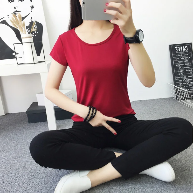 2019 Summer High Quality T Shirt Women Cotton Elastic Basic Tshirt Woman Casual Tops Short Sleeve T-shirt
2019 Summer High Quality T Shirt Women Cotton Elastic Basic Tshirt Woman Casual Tops Short Sleeve T-shirt
