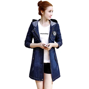 Denim Women Windbreaker 2019 Spring New Fashion Large size Slim Medium long Coat Autumn Hooded Female Denim Trench coat JIA135
Denim Women Windbreaker 2019 Spring New Fashion Large size Slim Medium long Coat Autumn Hooded Female Denim Trench coat JIA135