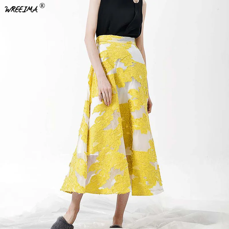 WREEIMA 2018 Newest Spring Summer Elegant Yellow Elastic Waist Skirt High Waist Printing Embroidery Mid Calf Streetwear Skirt
WREEIMA 2018 Newest Spring Summer Elegant Yellow Elastic Waist Skirt High Waist Printing Embroidery Mid Calf Streetwear Skirt