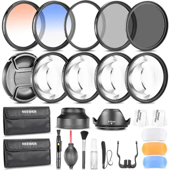 Neewer 58MM Photography Accessory Kit:Filter Set(UV+CPL+ND8)+Close-up Filter(+1/+2/+4/+10)+Graduated Color Filter+Cleaning Set
Neewer 58MM Photography Accessory Kit:Filter Set(UV+CPL+ND8)+Close-up Filter(+1/+2/+4/+10)+Graduated Color Filter+Cleaning Set