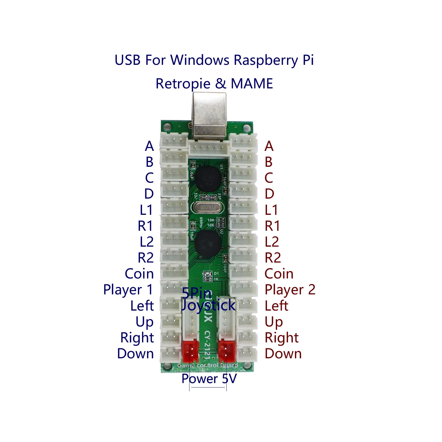 Светодиодный USB энкодер с нулевой задержкой 2 игрока SJ @ JX аркадная игра DIY Kit