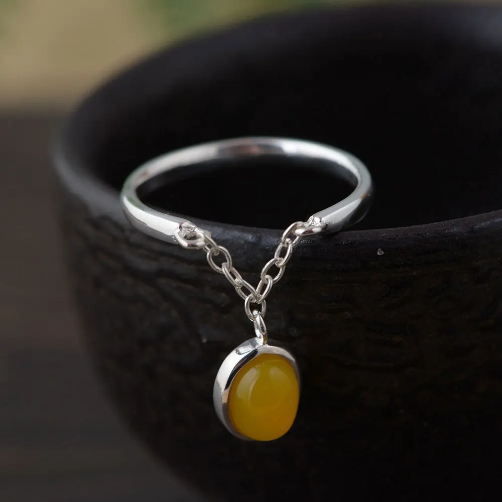 FNJ 925 Silver Tassel Ring Yellow Chalcedony Stone Original S925 Sterling Thai Silver Rings for Women Jewelry Adjustable Size
FNJ 925 Silver Tassel Ring Yellow Chalcedony Stone Original S925 Sterling Thai Silver Rings for Women Jewelry Adjustable Size