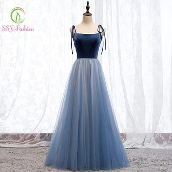 SSYFashion Strap Sleeveless Tulle with Velvet grey Blue Long Dress Formal Dresses Evening Gown Special Occasion Dresses
SSYFashion Strap Sleeveless Tulle with Velvet grey Blue Long Dress Formal Dresses Evening Gown Special Occasion Dresses