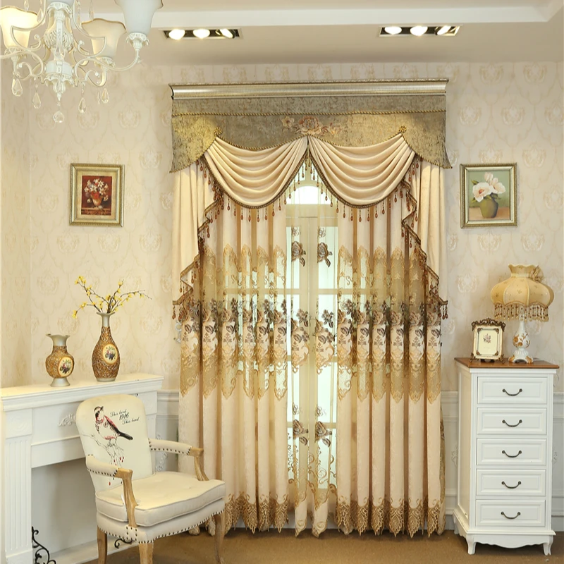 Beige luxury embroidered villa European Window curtains for living room high quality elegant curtains for bedroom hotel kitchen
Beige luxury embroidered villa European Window curtains for living room high quality elegant curtains for bedroom hotel kitchen