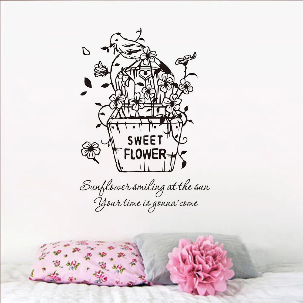 Sweet Flower Wall Decal Flowers Basket inyl Wall Sticker Plant Pot Bird Wall Mural Home Bedroom Decor Flowers Vinyl Art AY1517
Sweet Flower Wall Decal Flowers Basket inyl Wall Sticker Plant Pot Bird Wall Mural Home Bedroom Decor Flowers Vinyl Art AY1517