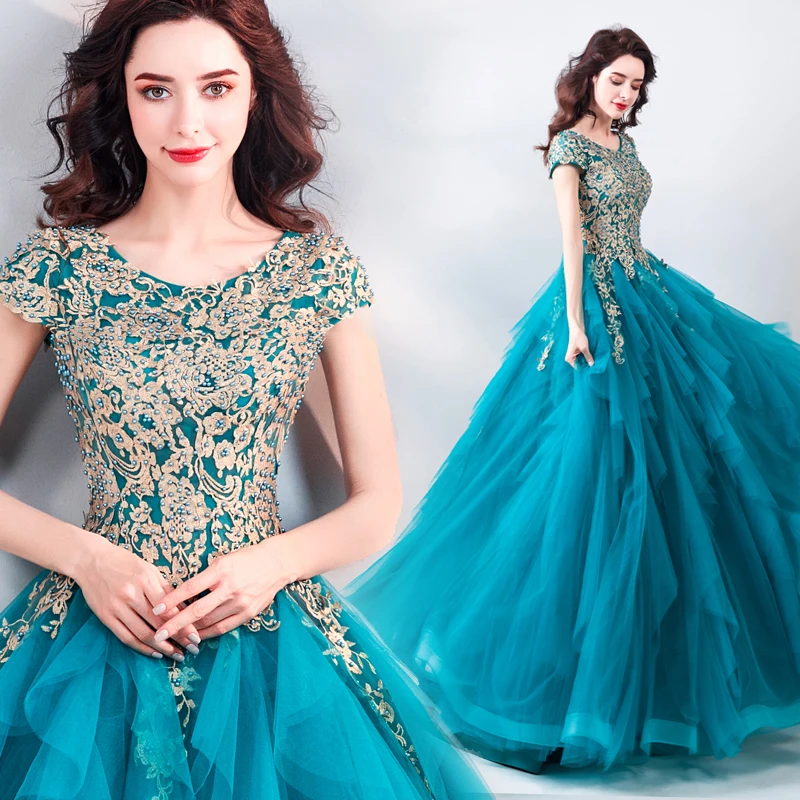 Luxury peacock blue sweet long lady girl women princess bridesmaid banquet party dress gown
Luxury peacock blue sweet long lady girl women princess bridesmaid banquet party dress gown