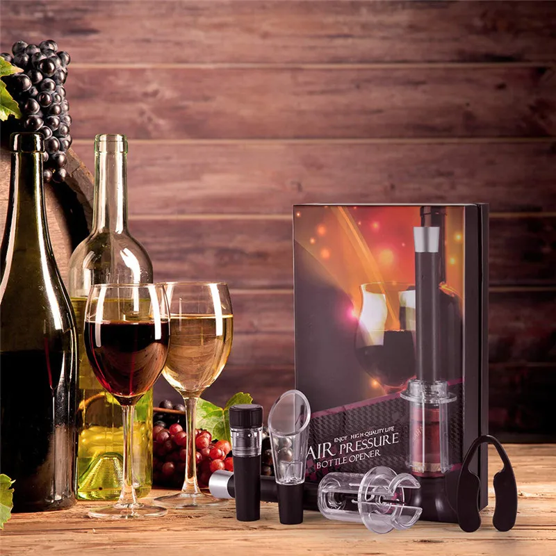 4pcs Wine Opener Set Air Pressure Pump Bottle Opener Cork Remover Wine Accessory Tool Kit Excellent gift idea for wine lovers
4pcs Wine Opener Set Air Pressure Pump Bottle Opener Cork Remover Wine Accessory Tool Kit Excellent gift idea for wine lovers