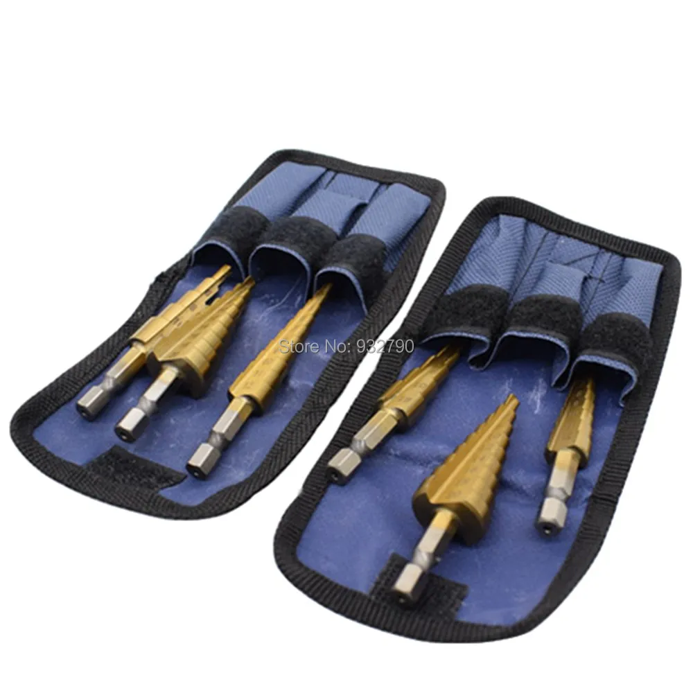 6pcs Step Drill Bit Cone Drill Bit Thin Metals Steel Aluminium Copper Brass Fibreglass Pvc Drilling 4-12mm 4-20mm 3-12mm + Pouch
6pcs Step Drill Bit Cone Drill Bit Thin Metals Steel Aluminium Copper Brass Fibreglass Pvc Drilling 4-12mm 4-20mm 3-12mm + Pouch