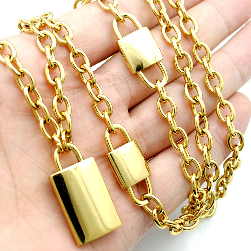 Fashion Gold Lock Necklace 45cm*6mm For Men Women 316L Stainless Steel Charm High Quality Cute Jewelry Party Gifts HN510
Fashion Gold Lock Necklace 45cm*6mm For Men Women 316L Stainless Steel Charm High Quality Cute Jewelry Party Gifts HN510