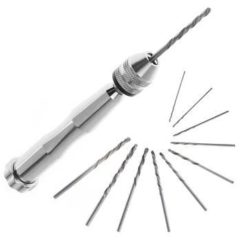 Multifunctional Silver Semi-Automatic Spiral Hand Drill Hand Twist Drill with Ten Drill Heads for DIY Tool Twist Drill Bit
Multifunctional Silver Semi-Automatic Spiral Hand Drill Hand Twist Drill with Ten Drill Heads for DIY Tool Twist Drill Bit