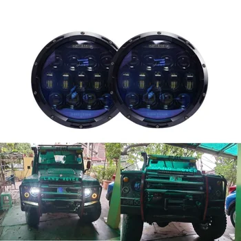 2PCS 130W Round LED Headlight, Blue Projector Car Accessories with DRL and Amber Turn Signal for Land Rover Defender 90 and 110
2PCS 130W Round LED Headlight, Blue Projector Car Accessories with DRL and Amber Turn Signal for Land Rover Defender 90 and 110