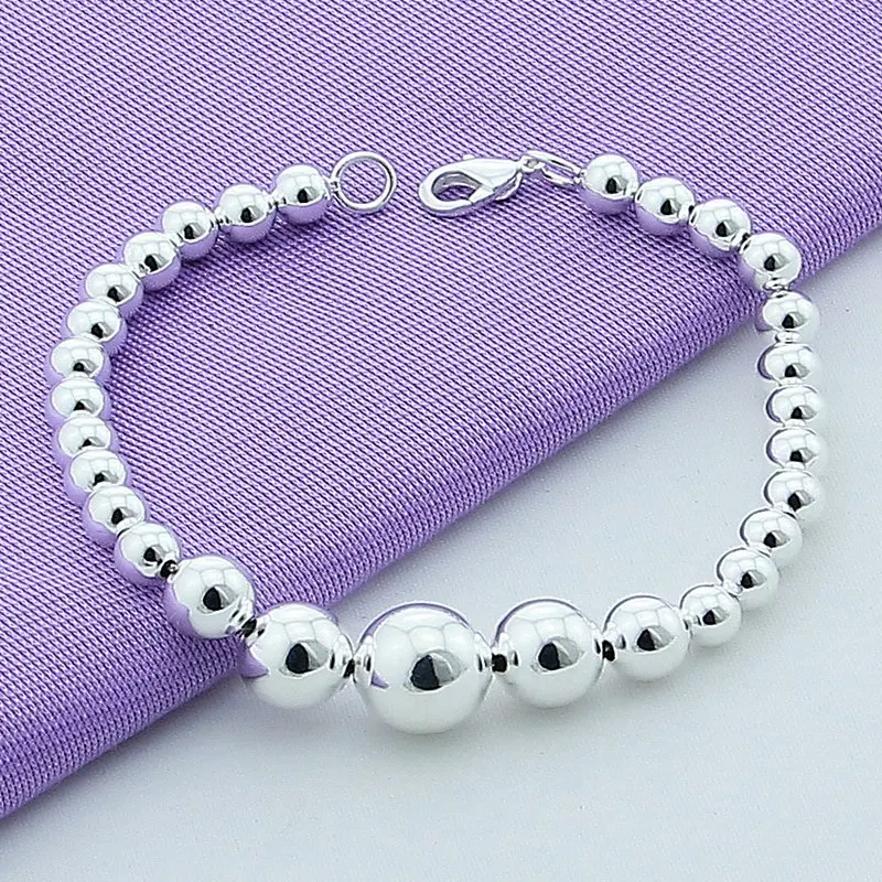 Free Shipping 925 Silver Jewelry Bracelet Simple Fashion Size Beads Charm Bracelet for Women Party Gift
Free Shipping 925 Silver Jewelry Bracelet Simple Fashion Size Beads Charm Bracelet for Women Party Gift