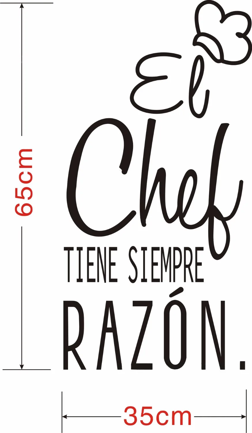 El Chef Spanish Quotes Wall Sticker Wall Decal Art Lettering Vinyl Sticker for Kitchen Decoration
El Chef Spanish Quotes Wall Sticker Wall Decal Art Lettering Vinyl Sticker for Kitchen Decoration