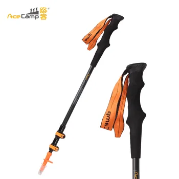 

AceCamp Retractable 3-Section Aluminum Alloy Mountain Climbing Hiking Walking Stick External Lock Trekking Pole Carbon 80