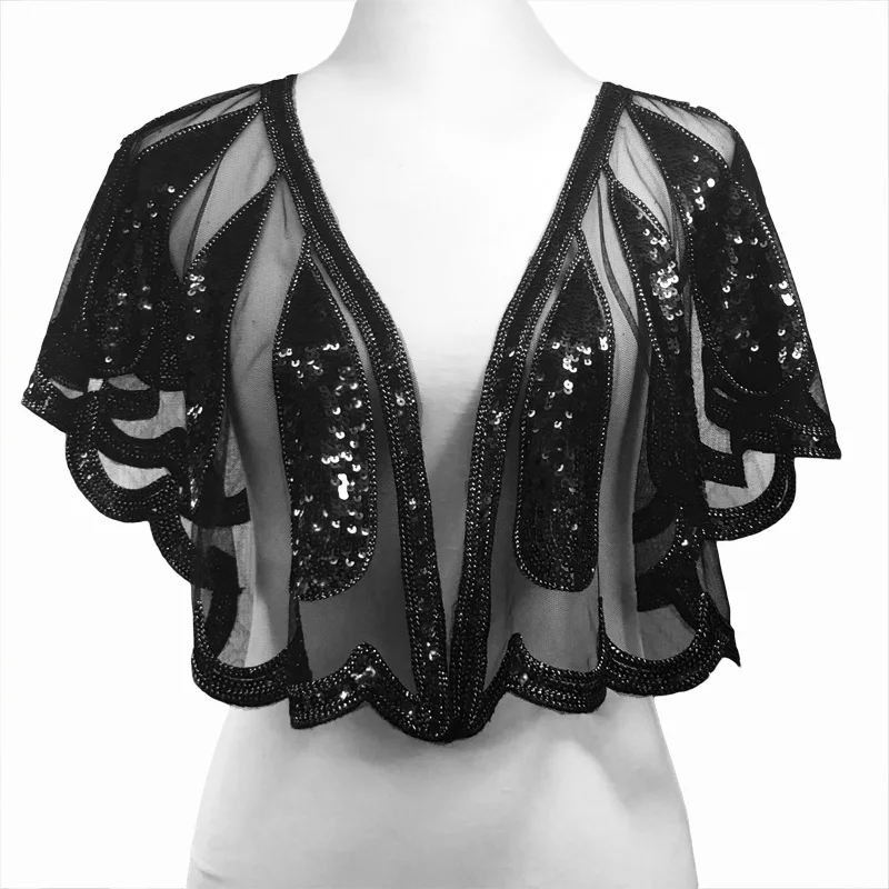 Vintage 1920s Gatsby Women Cardigan Coat Half Flare Embroidery Lace Cardigan Short Cape Shawl Summer fashion Scarf
Vintage 1920s Gatsby Women Cardigan Coat Half Flare Embroidery Lace Cardigan Short Cape Shawl Summer fashion Scarf