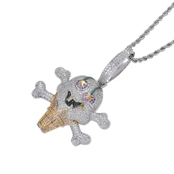 Newest Hiphop Jewelry Gold Silver Double Color Iced Out Zircon Stone Ice Cream Pirate Pendant Men's Necklace Joyas
Newest Hiphop Jewelry Gold Silver Double Color Iced Out Zircon Stone Ice Cream Pirate Pendant Men's Necklace Joyas