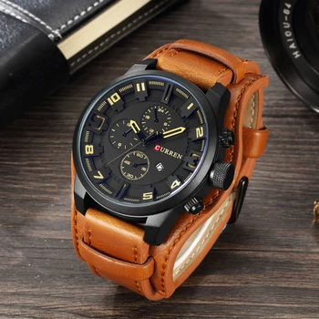 

relogio masculino CURREN Watch Men Military Quartz Watch Mens Watches Top Brand Luxury Leather Sports Wristwatch Date Clock 8225