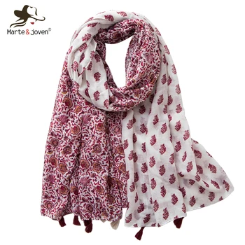 Marte&Joven Spring Autumn Flower and Leaf Contrast Color Printing Wrap Scarves for Ladies 2019 New
Marte&Joven Spring Autumn Flower and Leaf Contrast Color Printing Wrap Scarves for Ladies 2019 New