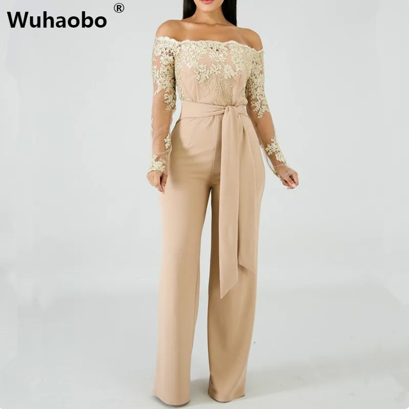 Wuhaobo Off Shoulder Sexy Lace Rompers Summer Fashion Bandage Wide Leg Pants Long Sleeve Elegant Bodycon Jumpsuit Female
Wuhaobo Off Shoulder Sexy Lace Rompers Summer Fashion Bandage Wide Leg Pants Long Sleeve Elegant Bodycon Jumpsuit Female