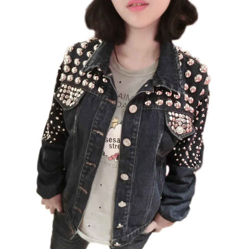 Summer jacket Womens European American Rock Roll Punk Handmade Beading Heavy Metal Rivet Denim jacket women Loose Jacket coat
Summer jacket Womens European American Rock Roll Punk Handmade Beading Heavy Metal Rivet Denim jacket women Loose Jacket coat