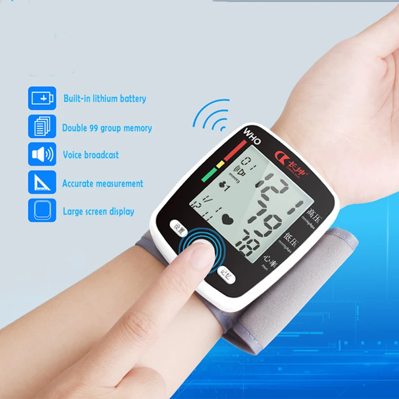 

CK-W355 Wrist Blood Pressure Monitor Tonometer LCD Digital Display Automatic Blood Pressure Meter Household Use Easy-Wrap Cuff