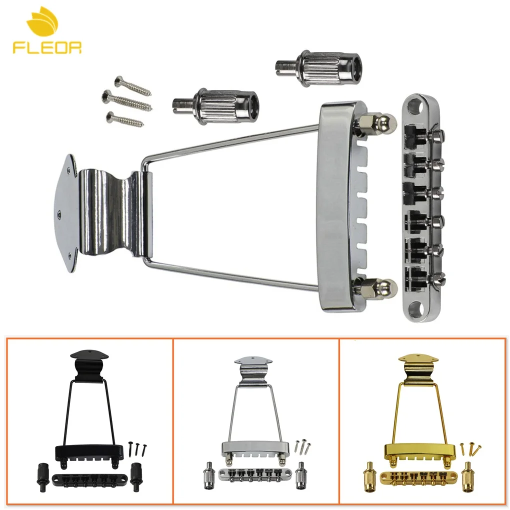 FLEOR Set of Tune-O-Matic Bridge & Jazz Archtop Trapeze Tailpiece for Electric Guitar Replacement , Golden - Black- Chrome
FLEOR Set of Tune-O-Matic Bridge & Jazz Archtop Trapeze Tailpiece for Electric Guitar Replacement , Golden - Black- Chrome