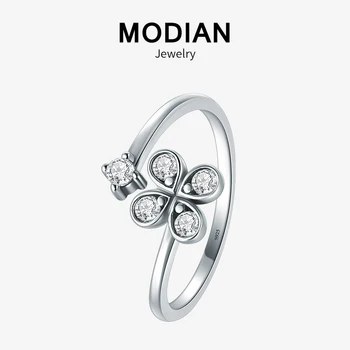 Modian Sparkling Flower Clover Ring 100% 925 Sterling Silver Adjustable Clear Zircon Lucky Fashion Charm Rings For Women Jewelry
Modian Sparkling Flower Clover Ring 100% 925 Sterling Silver Adjustable Clear Zircon Lucky Fashion Charm Rings For Women Jewelry