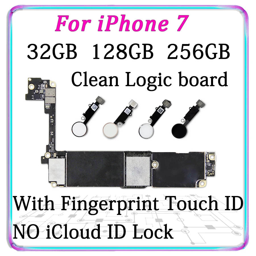 With Fingerprint For iPhone 7 Motherboard Original Unlocked Mainboard For Free iCloud Logic Board With / Witeout home button MB
With Fingerprint For iPhone 7 Motherboard Original Unlocked Mainboard For Free iCloud Logic Board With / Witeout home button MB
