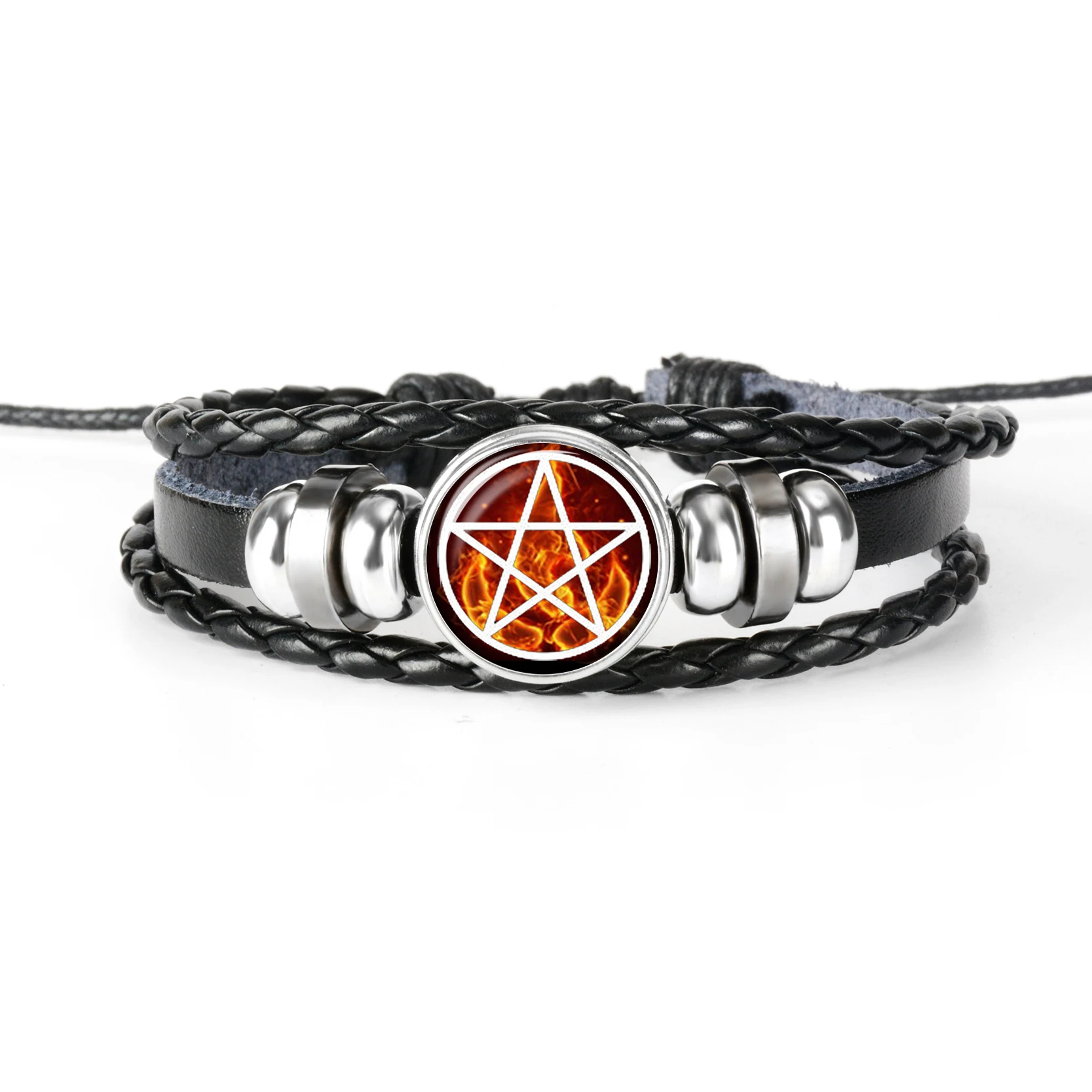 Best Selling Pentagram Leather Bracelet Fashion Pentagram Jewelry Glass Cabochon Dome Pendant Bracelet Men Charms Gifts
Best Selling Pentagram Leather Bracelet Fashion Pentagram Jewelry Glass Cabochon Dome Pendant Bracelet Men Charms Gifts