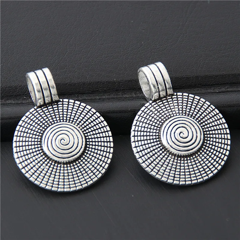 10pcs Antique Sliver Round Charms With Small Spiral Pendant Finding Necklace Jewelry Diy Accessories Wholesale 31x23mm A3050
10pcs Antique Sliver Round Charms With Small Spiral Pendant Finding Necklace Jewelry Diy Accessories Wholesale 31x23mm A3050
