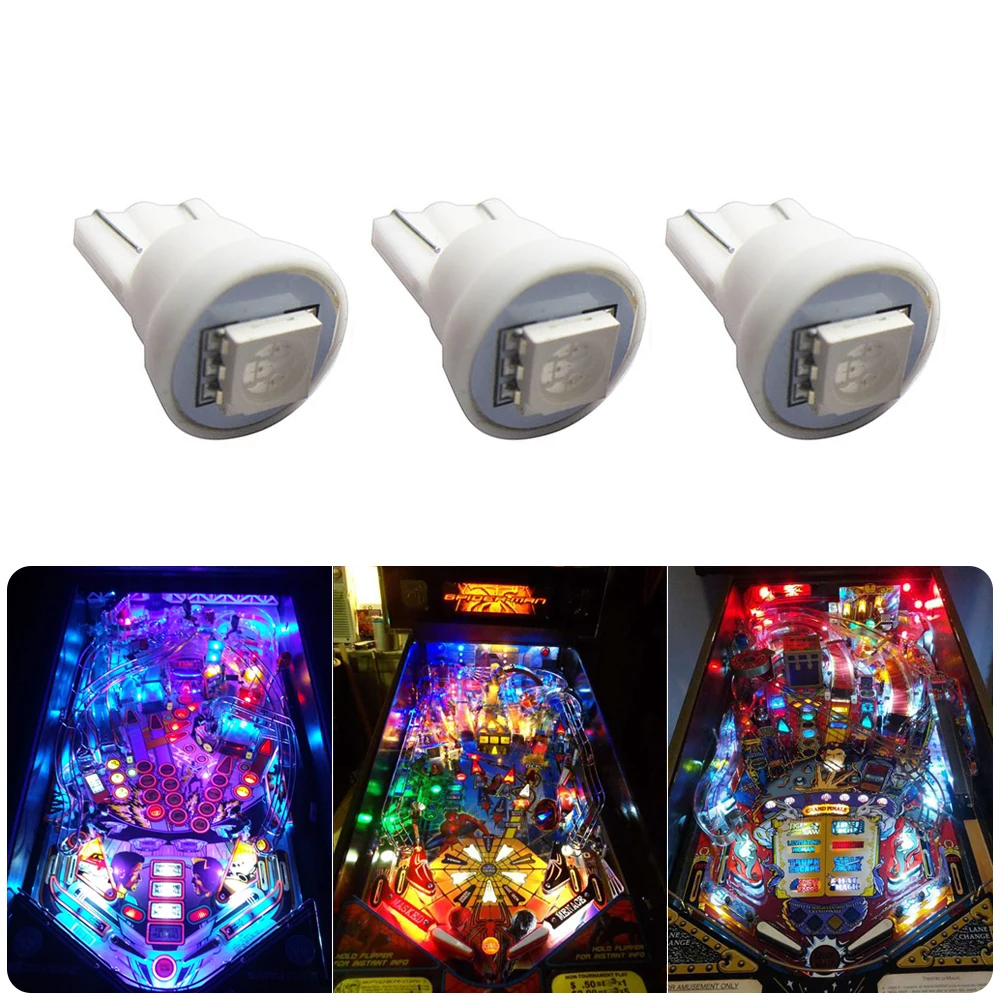 Twice Brightness than normal ! 100 pack bulk 5050 SMD 6.3v AC 555 Wedge base pinball led No ghosts non flickering pinball bulb
Twice Brightness than normal ! 100 pack bulk 5050 SMD 6.3v AC 555 Wedge base pinball led No ghosts non flickering pinball bulb
