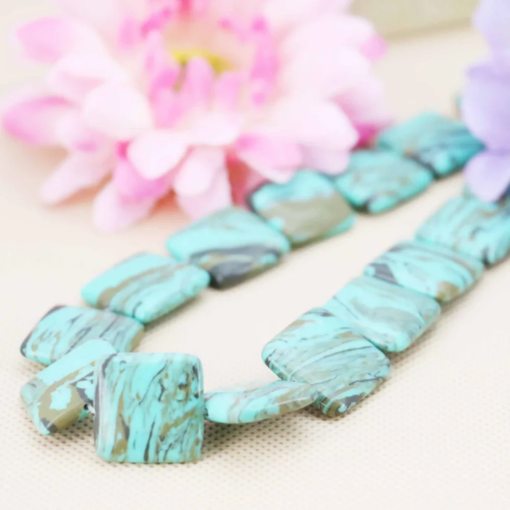 18mm Accessories Blue Turkey stone Square loose DIY beads Accessory Parts Jewelry crafts making design 15inch Girls Gifts stone 
18mm Accessories Blue Turkey stone Square loose DIY beads Accessory Parts Jewelry crafts making design 15inch Girls Gifts stone