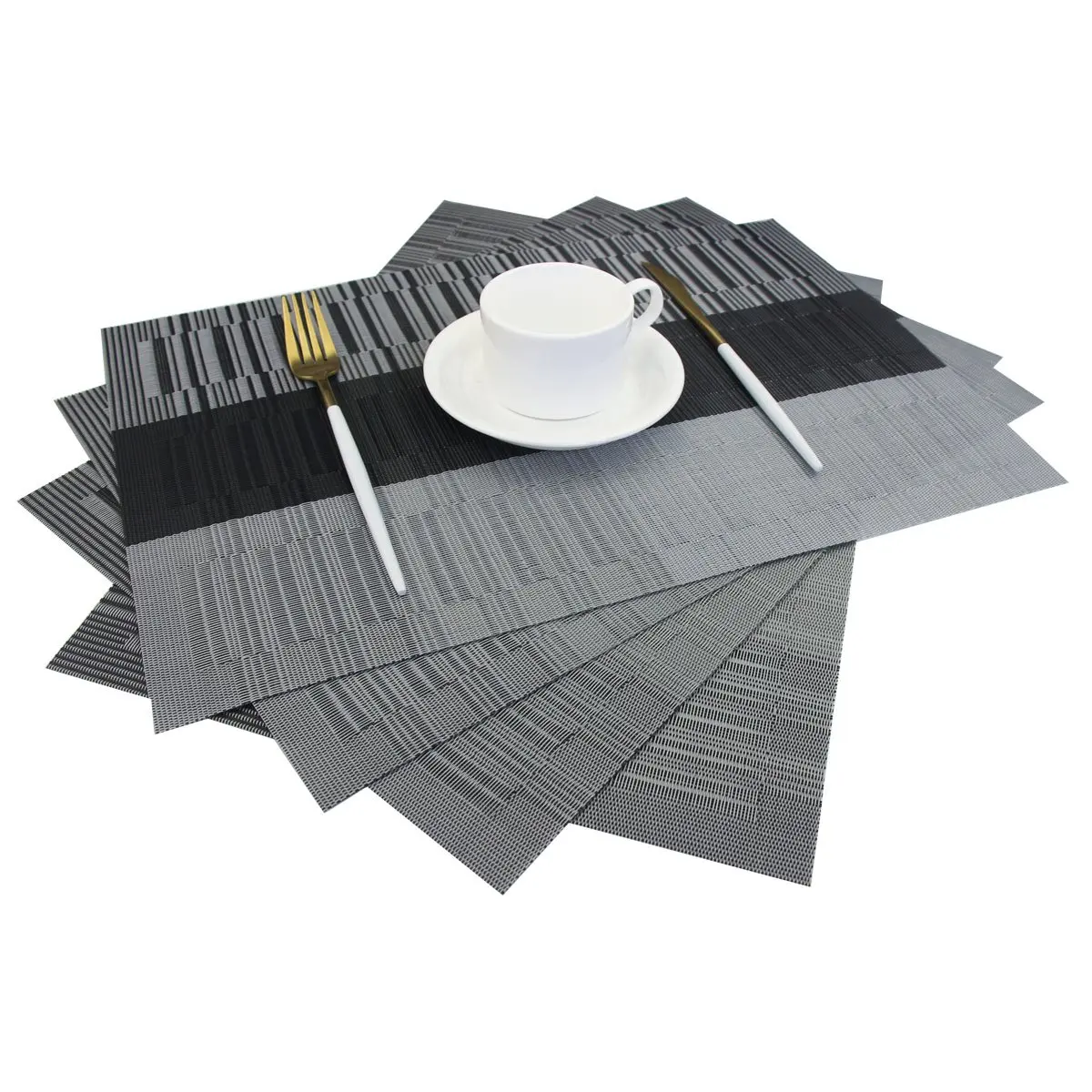 METABLE Set of 6 Placemats Easy to Clean Heat Ressietant for Kids Dining Table Mats 12x18 inches(BLACK+GRAY)
METABLE Set of 6 Placemats Easy to Clean Heat Ressietant for Kids Dining Table Mats 12x18 inches(BLACK+GRAY)