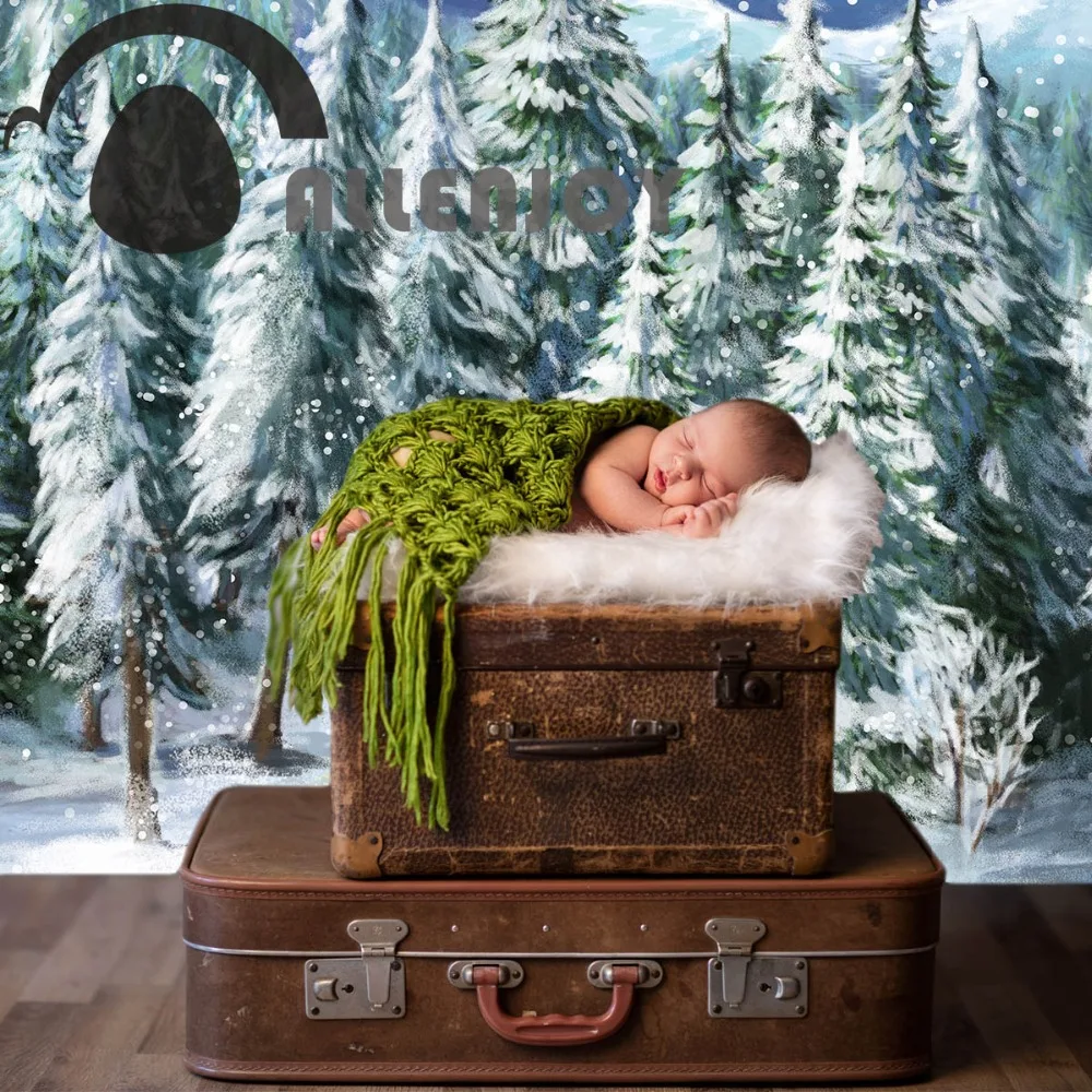 Allenjoy фон для фотосъемки в студии снежный ребенок лес горы картина сцена портрет