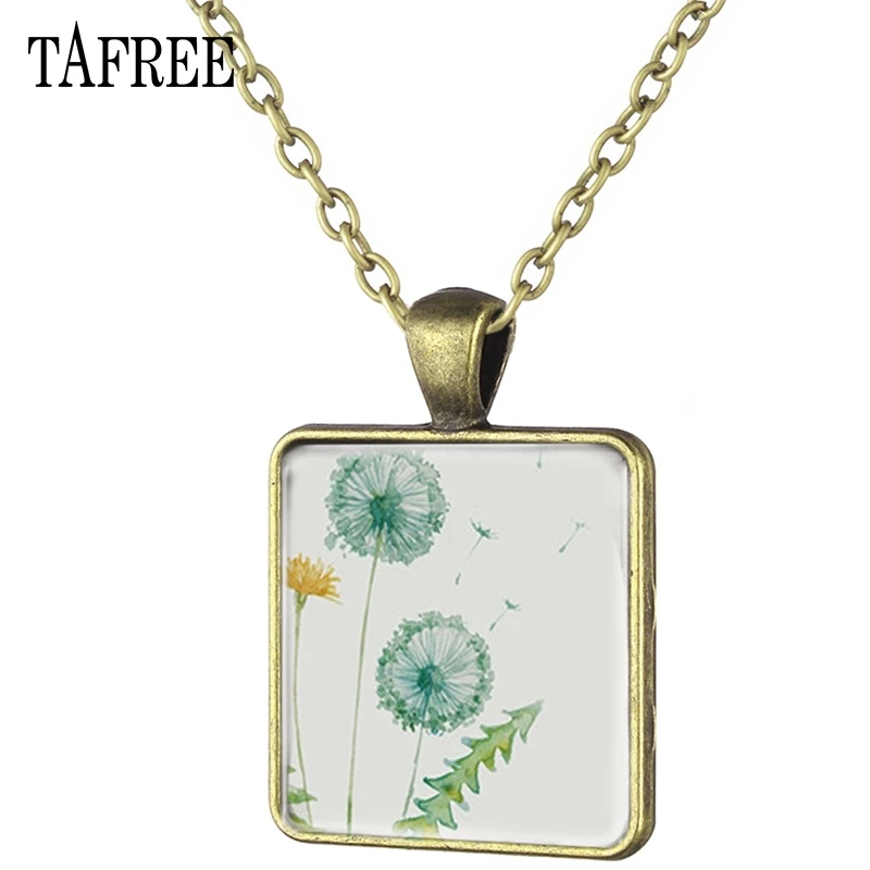 TAFREE Pretty Dandelion Square Pendant Necklace Flower Pendants Antique Bronze Plated glass gem Necklaces New Plant Jewelry DA28
TAFREE Pretty Dandelion Square Pendant Necklace Flower Pendants Antique Bronze Plated glass gem Necklaces New Plant Jewelry DA28