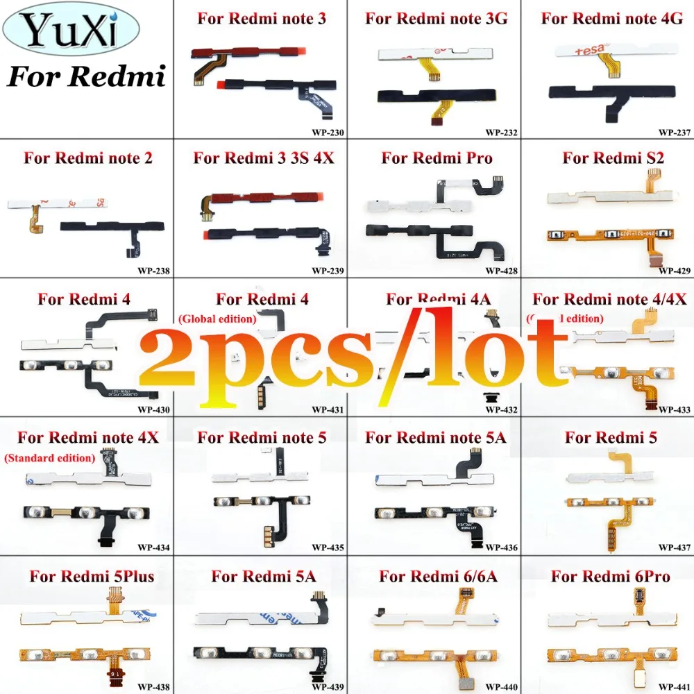 YuXi For Xiaomi Redmi 3 3S 4 4A 4X 5 5A note 2 3 4 5 Volume Key Button Power Switch On Off Button Flex Cable Replacement Parts
YuXi For Xiaomi Redmi 3 3S 4 4A 4X 5 5A note 2 3 4 5 Volume Key Button Power Switch On Off Button Flex Cable Replacement Parts