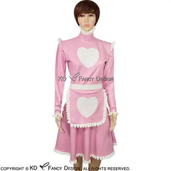 Pink With White Sexy French Maid Latex Dress With Apron Heart Decoration Rubber Dress Uniform Playsuit Bodycon LYQ-0064
Pink With White Sexy French Maid Latex Dress With Apron Heart Decoration Rubber Dress Uniform Playsuit Bodycon LYQ-0064