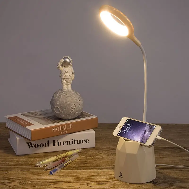Eye Protect Dimmable LED Rechargeable Touch Sensor Pen Container Foldable Table Lamp for Home Reading Working 3 Level Brightness | Лампы и