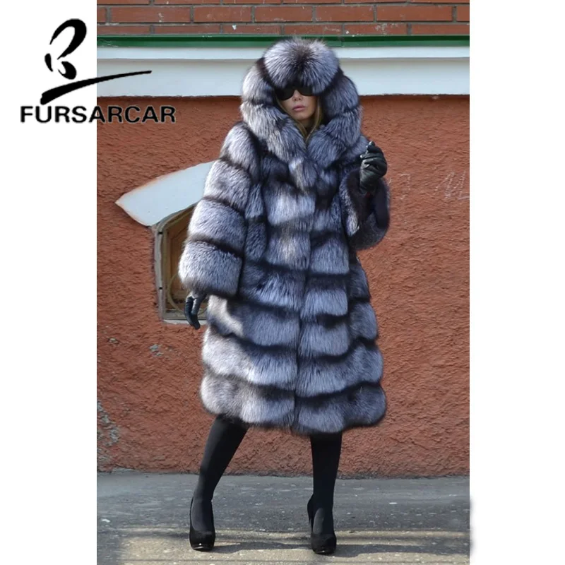 FURSARCAR 2021 Luxurious Women Real Fur Coat With Hood Female Thick Warm Outwear Fashion Winter Natural Genuine Silver Fox Fur
FURSARCAR 2021 Luxurious Women Real Fur Coat With Hood Female Thick Warm Outwear Fashion Winter Natural Genuine Silver Fox Fur