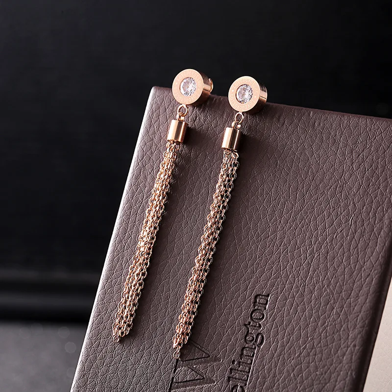 New Rose Gold Geometry Earings Fashion Jewelry 2019 Tassel Cubic Zirconia Stainless Steel Earrings For Women
New Rose Gold Geometry Earings Fashion Jewelry 2019 Tassel Cubic Zirconia Stainless Steel Earrings For Women