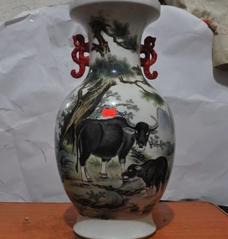 Antiques Old China Wucai Porcelain Fengshui Bull Oxen Statue bottle pot jar Vase
Antiques Old China Wucai Porcelain Fengshui Bull Oxen Statue bottle pot jar Vase