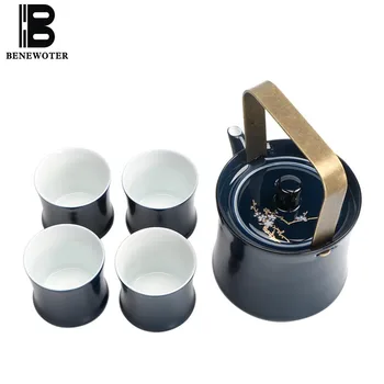 Vintage Japanese Style Ji Blue Glaze Plum Kung Fu Tea Set 1 Teapot 4 Tea Cup Kit Porcelain Ti Liang Pot Coffee Pot with Strainer
Vintage Japanese Style Ji Blue Glaze Plum Kung Fu Tea Set 1 Teapot 4 Tea Cup Kit Porcelain Ti Liang Pot Coffee Pot with Strainer