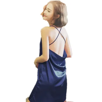 Stain Nightgown Women Slik Sleepwear Sexy Night Dress Halter Backless Strap Solid Nightwear Sleep Dress Female AD248
Stain Nightgown Women Slik Sleepwear Sexy Night Dress Halter Backless Strap Solid Nightwear Sleep Dress Female AD248
