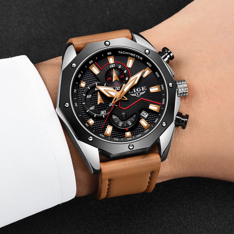 LIGE Men Watch Top Brand Luxury Men's Casual Sports Watch Military Leather Waterproof Quartz Gold Watch Relogio Masculino + Box
LIGE Men Watch Top Brand Luxury Men's Casual Sports Watch Military Leather Waterproof Quartz Gold Watch Relogio Masculino + Box