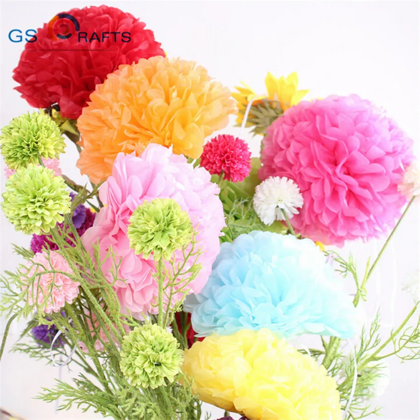 

GSCRAFTS 30pcs 4,6,8 inches 10cm 15cm 20cm Tissue Paper Pom Poms Paper Flowers Ball pompom wedding Birthday Decoration Parties