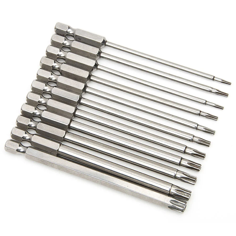 11pcs 1/4 Inch Magnetic Torx Screwdriver Bits 100mm T6-T40 Electric Screw Driver Bits
11pcs 1/4 Inch Magnetic Torx Screwdriver Bits 100mm T6-T40 Electric Screw Driver Bits