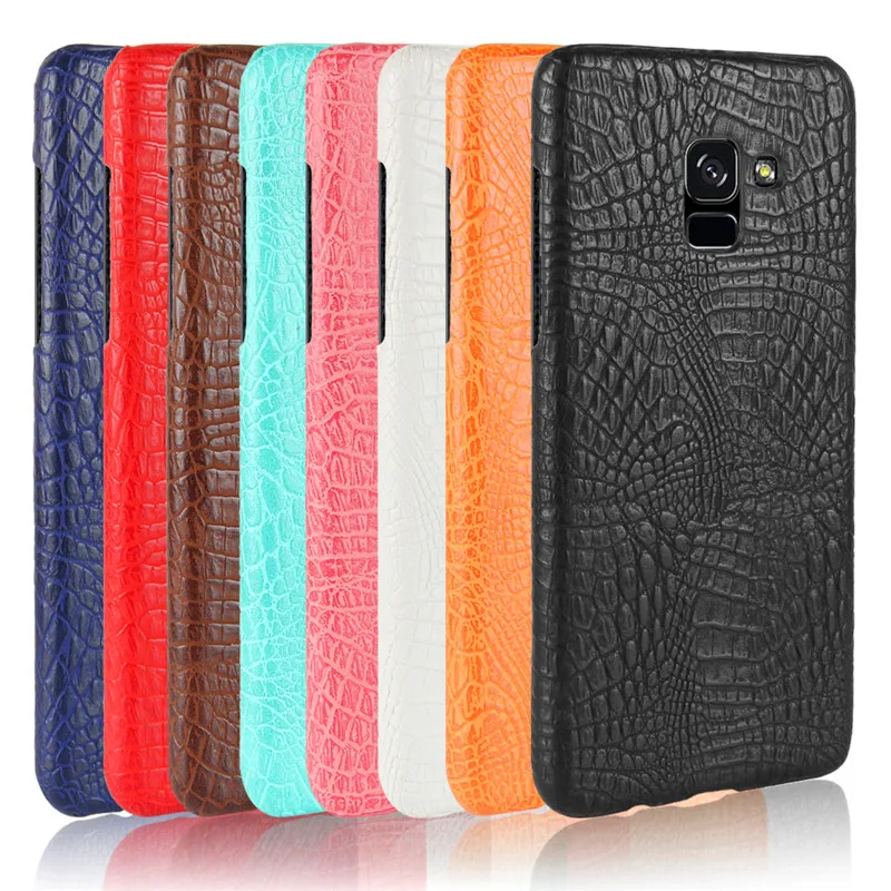 Чехол для Samsung A5 2018 Жесткий ПК с крокодиловым лицевым покрытием + задняя крышка из